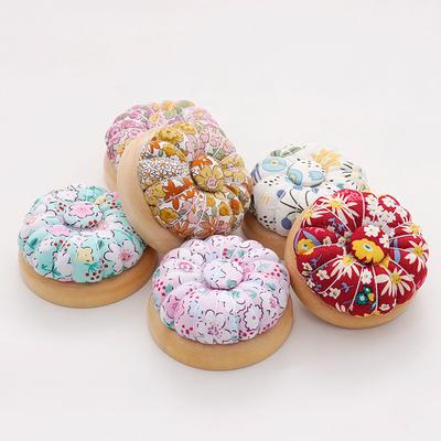 Wooden Bottom Magnetic Needle Insert Cross-stitch Needle Insert Fabric Pumpkin Fluff Needle Insert Bag Japanese Style Wrist Needle Pad