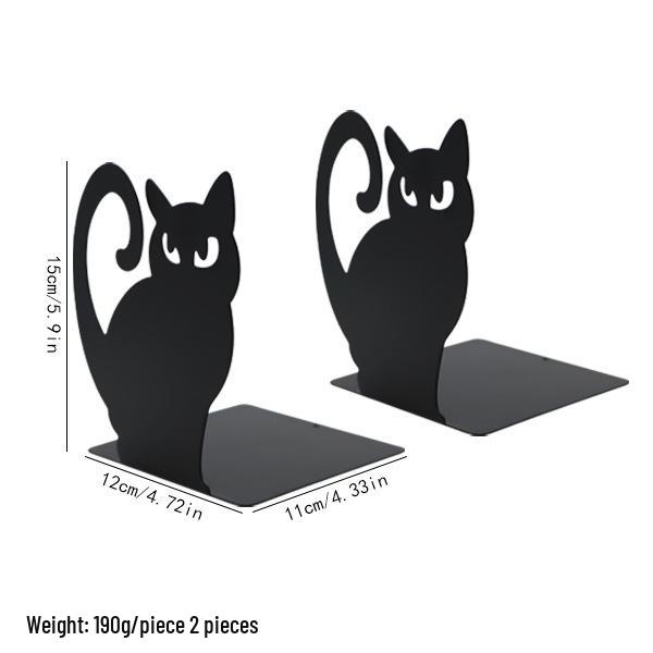 Thickened Metal Cat Bookend Desktop Storage Rack