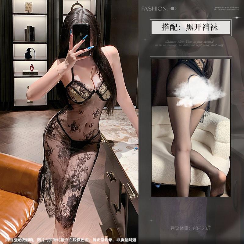 Purple Charm Suspender Pajamas Women's Suit Bed Sexy Lace Uniform Seduction Perspective Sex Underwear