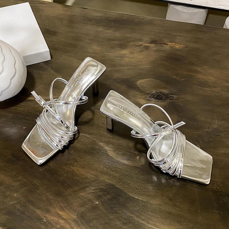 Fashion Female Ankle Strap Footwear Pumps Women High Heels Shoes Square Toe Fashion Shallow Party Ladies Thin Heels Shoes