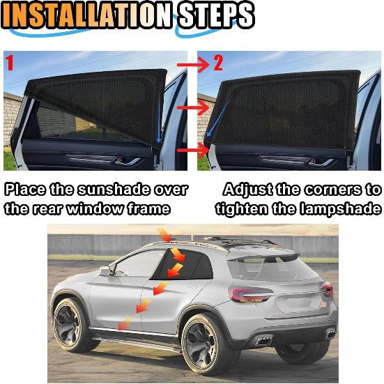 2 Pack Car Window Shades for Baby, Breathable Mesh Sun Shades, UV Rays and Heat Protection, Large 31"x24", for Car SUV Camping