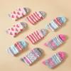 Women's Medium Tube Coral Fleece Socks with Stripes, No Hair Loss, Warm Confinement Floor Socks, Fixed Color Matching Grid