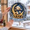 Winter Theme Window Art Electrostatic Glass Sticker Decorative Static PVC Sticker with Crescent New Year Decals Moon Lamb Pattern Cling for