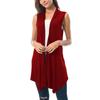 Ärmellose, drapierte, vorne offene Cardigan-Weste für Damen mit asymmetrischem Saum, Blusen-Tops