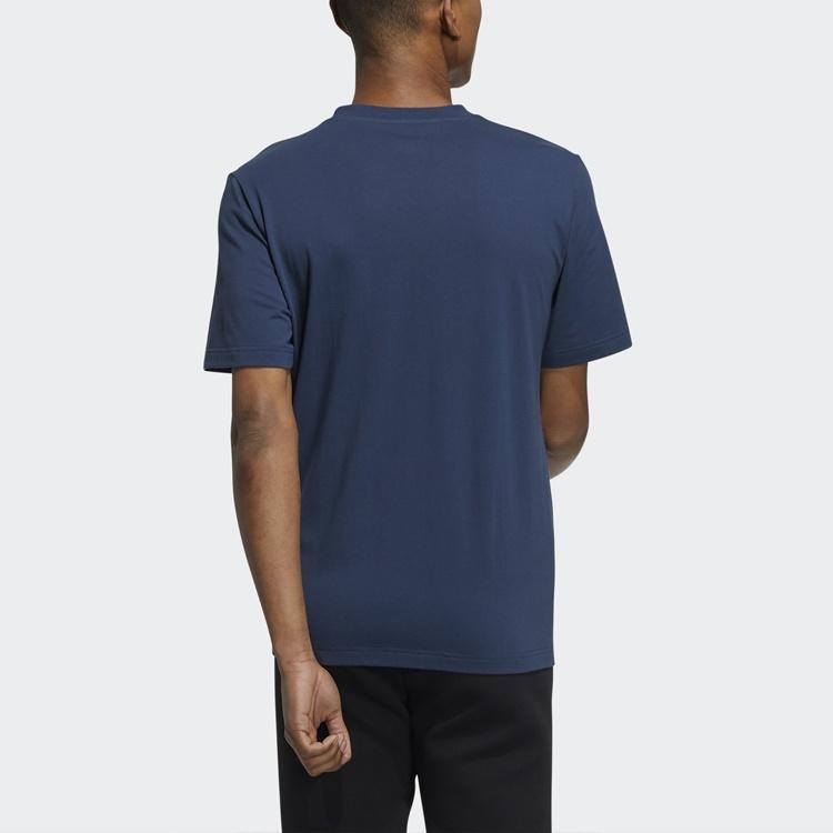 Men's adidas neo Pattern Cartoon Printing Sports Round Neck Short Sleeve Navy Blue T-Shirt GS2580