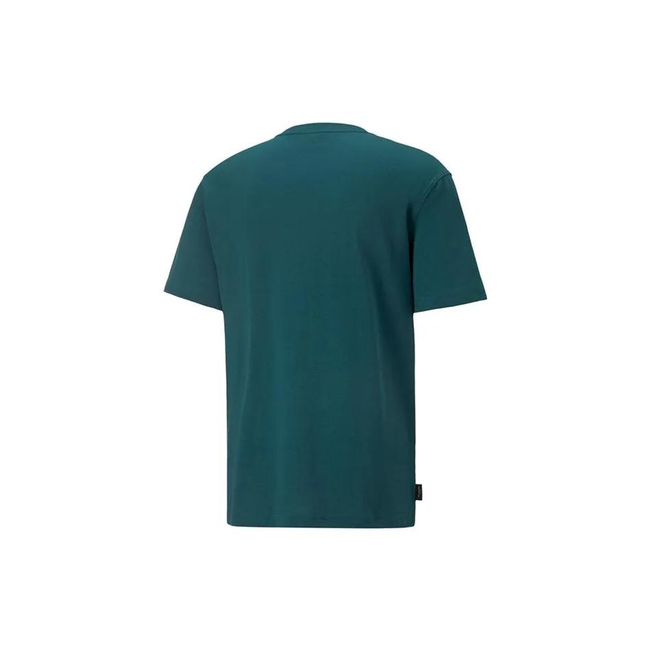 PUMA T Shirts Men's Army Green Crew Neck Moderate Straight Fit (Unisex) T-Shirts 535387 94