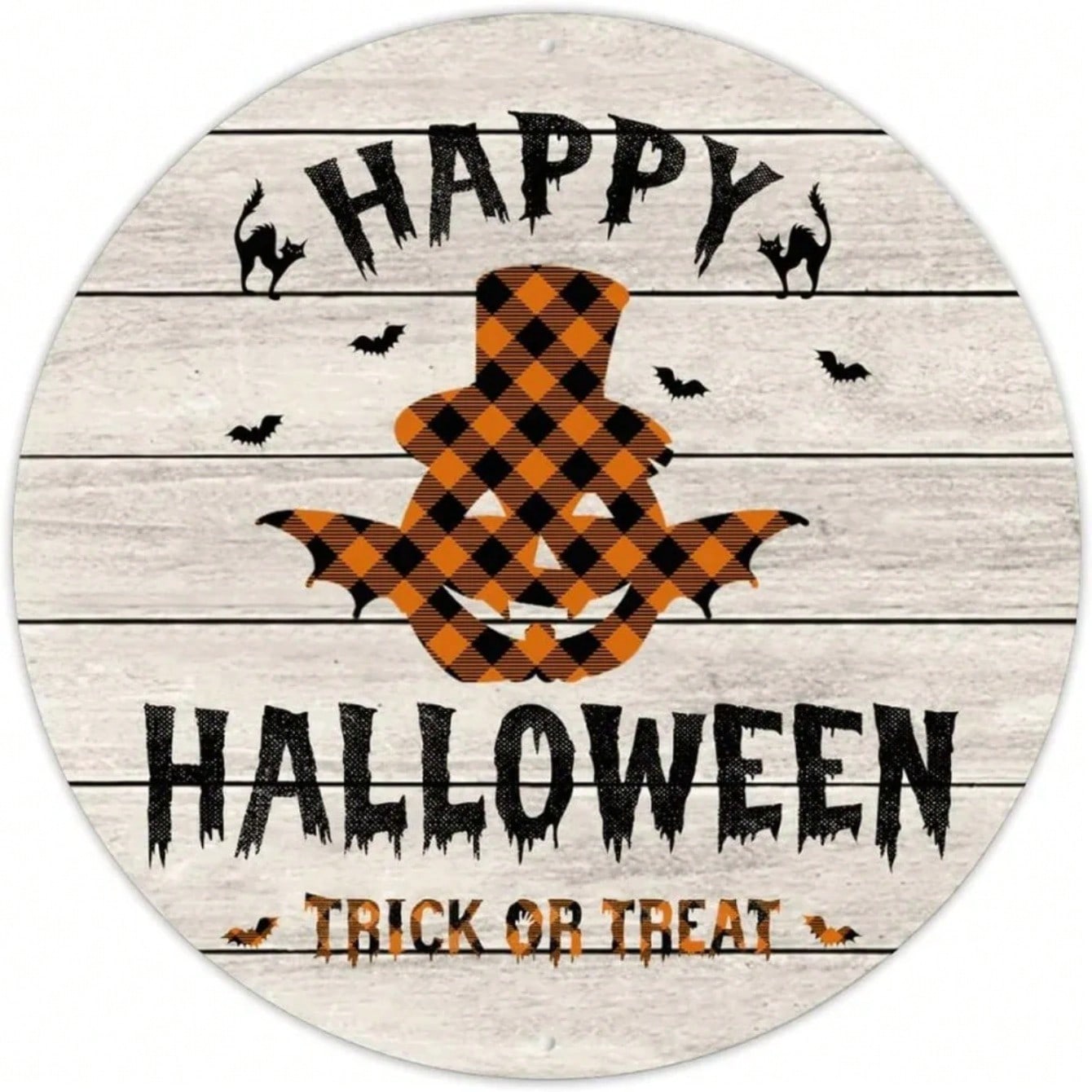 

Metal Tin Sign Halloween Pumpkin Buffalo Plaid Wall Decor Farmhouse Bar Cafe Gift різнокольоровий