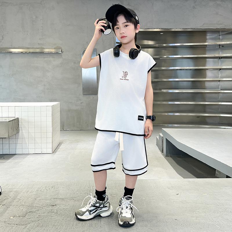 

Boys Cool Punks Summer Outfit 2025: Stylish Short Sleeve Top & Long Pants Set 160 cm