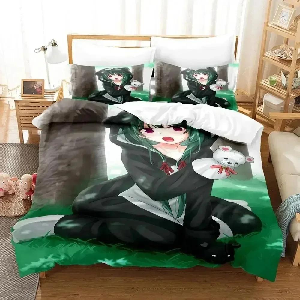 New 3D Print Anime Kuma Kuma Kuma Bear Comfortable Duvet Cover Pillowcase Bedding Set Children Bedroom Decoration Home Textile