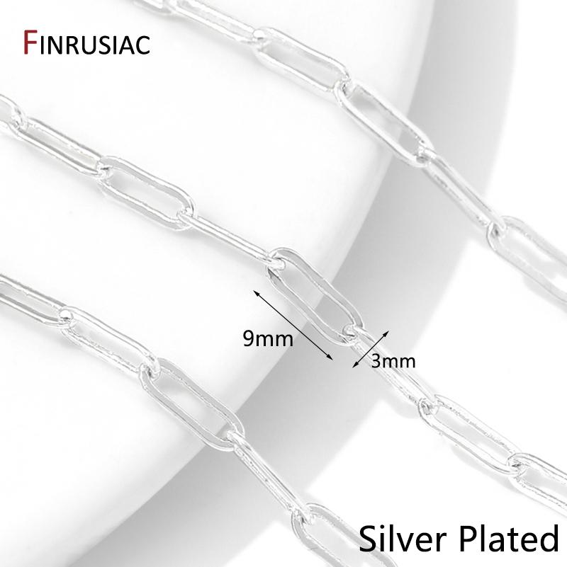 14K Gold Plated Brass Paperclip Link Chain Oval Link Cable Bulk Chain For DIY Jewelry Making Findings Handmade Crafts Components
