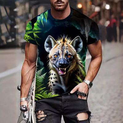 Sommer Herren T-Shirts mit 3D-Druck und Tier-Hundemuster, modische, lässige Kurzarm-Sportbekleidung mit O-Ausschnitt, coole Streetwear, übergroße Oberteile