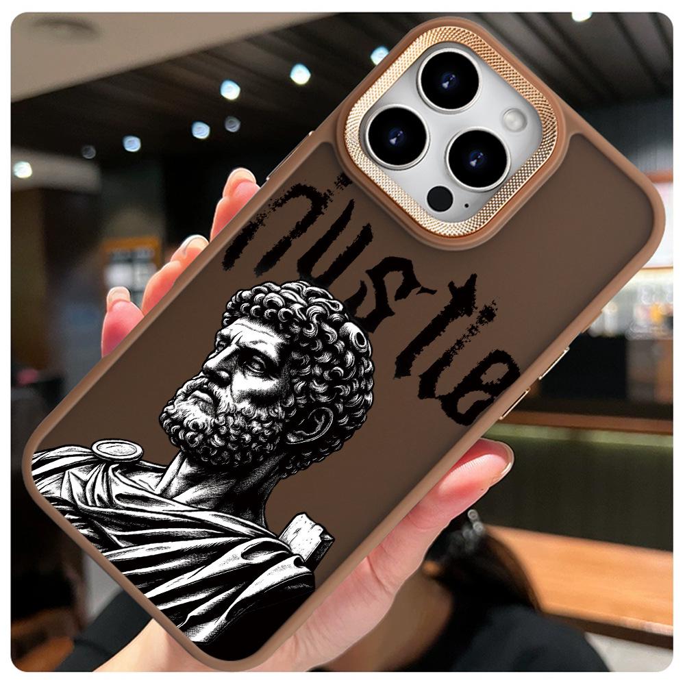 

Матовый металлический чехол для телефона с узором «Справедливость» для серии Apple iPhone 17-11 X золотой/пустынный