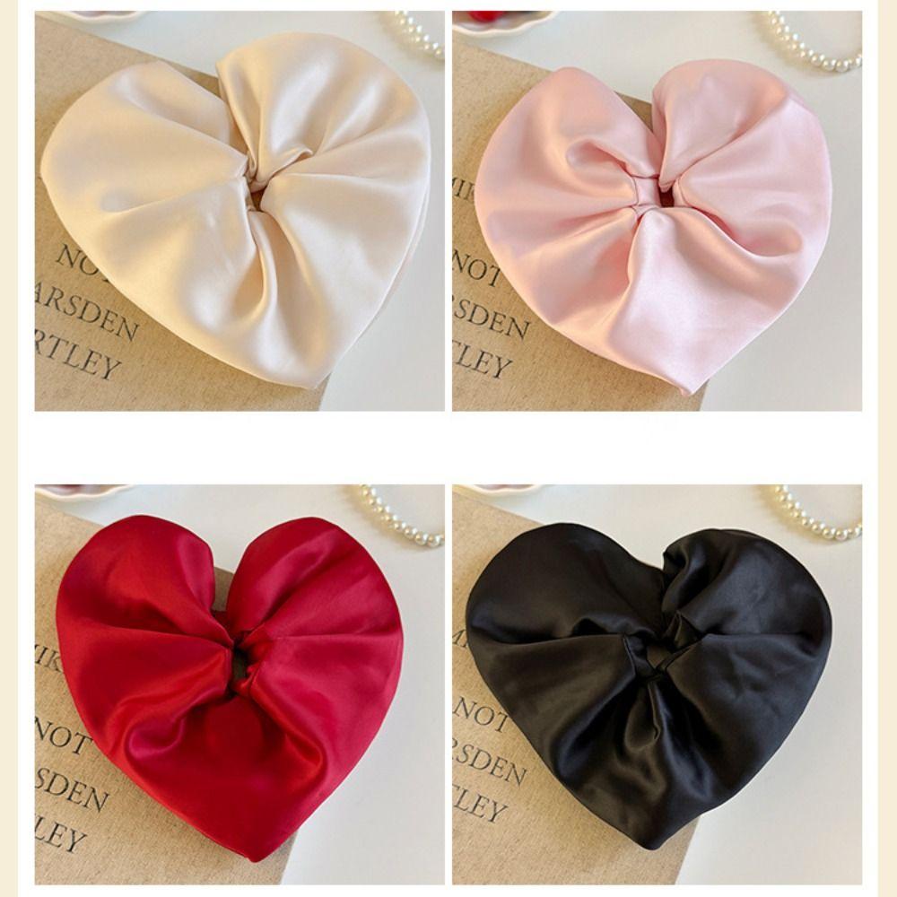 Cloth Heart Hair Rope Love Exaggerated Hair Ring Personality Ponytail Elastic Rubber Band  Party