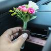 Stable Mini Car Flower Vase Clip Elegant Adjustable Car Vent Flower Vase Walnut and Glass Creative Auto Vent Decor Dashboard