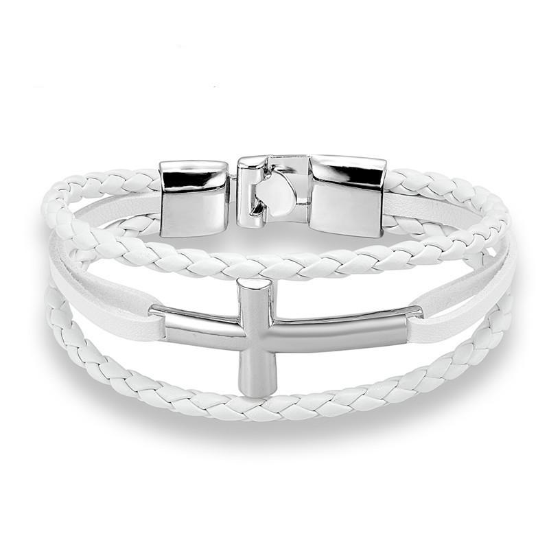 European and American Cowhide Woven Cross Bracelet, Fashion Trend T Buckle Strap 2026