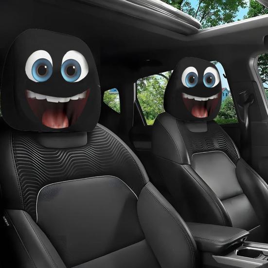 4Pcs Funny Car Headrest Covers Universal Auto Seat Head Rest Protector
