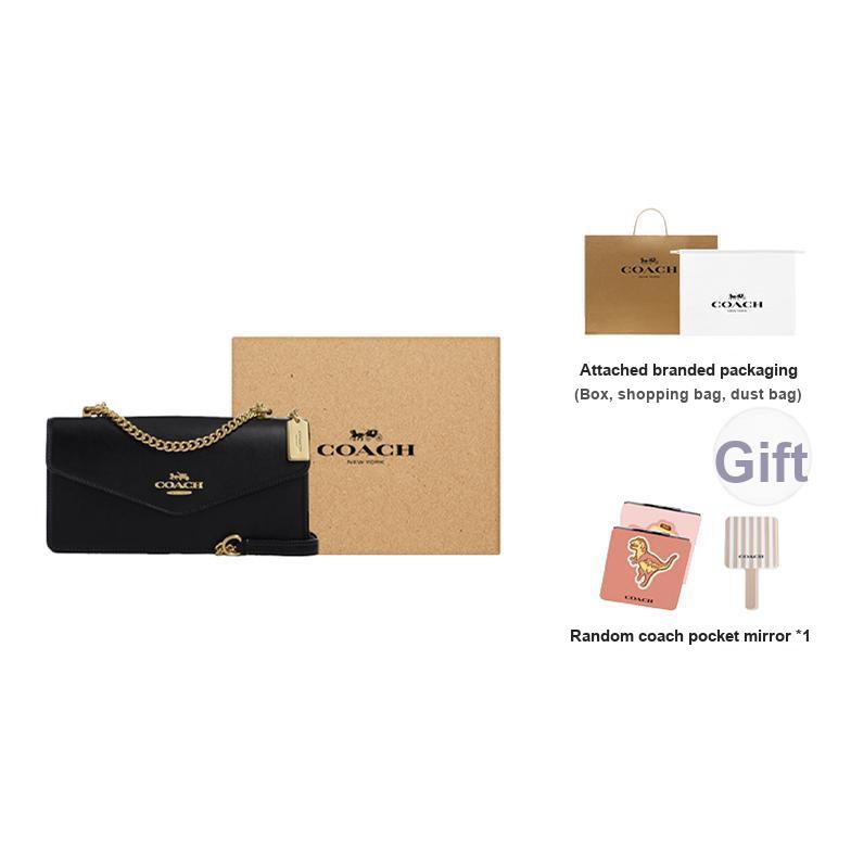 Coach Klare 26 Brand Micro Logo Chain Shoulder Strap Leather Envelope Bag Women shoulder bag Black CBI98-IMBLK