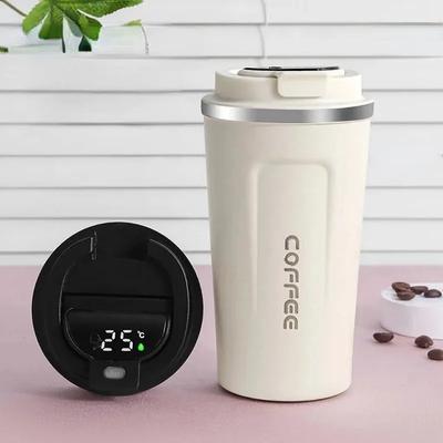 Kaffemugg i rostfritt stål Smart LED-temperaturdisplay Termos Kafékopp Läckagesäker Isolerad Tevattenflaska Reseför Rostfritt Stål Termos