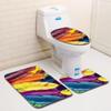 3D Feather Bathroom Toilet Three-Piece Floor Mat Door Mat Bathroom Carpet