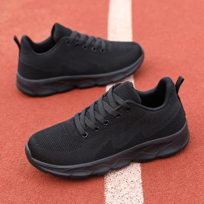 Zapatos completamente negros Zapatillas de running ligeras Zapatos casuales transpirables para viajar Zapatos de suela blanda