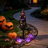 Dark Atmosphere Night Light Solar Witch Statue with Glowing Cauldron, Outdoor Halloween Garden Light, Party Decorations Resin Decorative Figurine