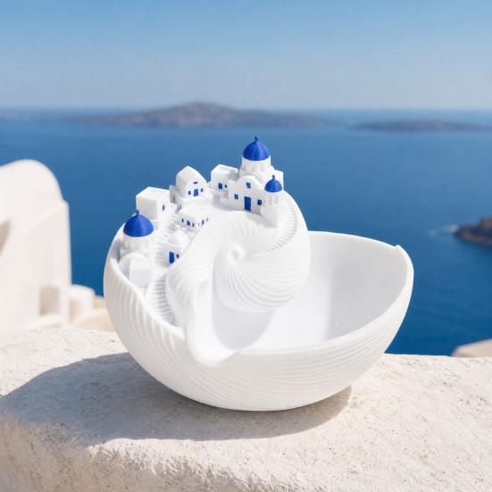Santorini-Stil Auffangschale, Catch-All Tablett-Organizer, Griechische Insel Organizer Schreibtischdekoration, Muschelschale für Schlüssel Münzen & Schmuck, Praktisches Geschenk für