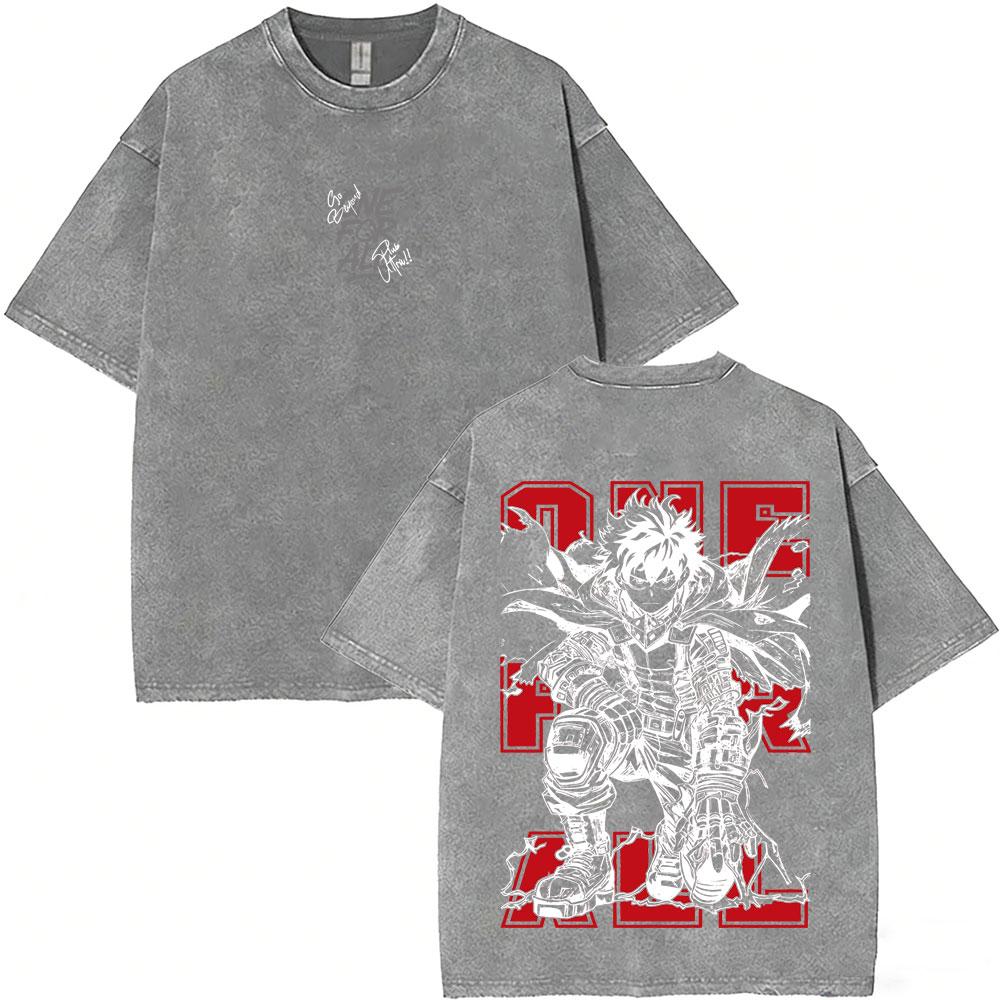 Washed Vintage Anime My Hero Academia Himiko Toga Graphic T-shirt ga Casual T-shirts Unisex Y2k Oversized T Shirts