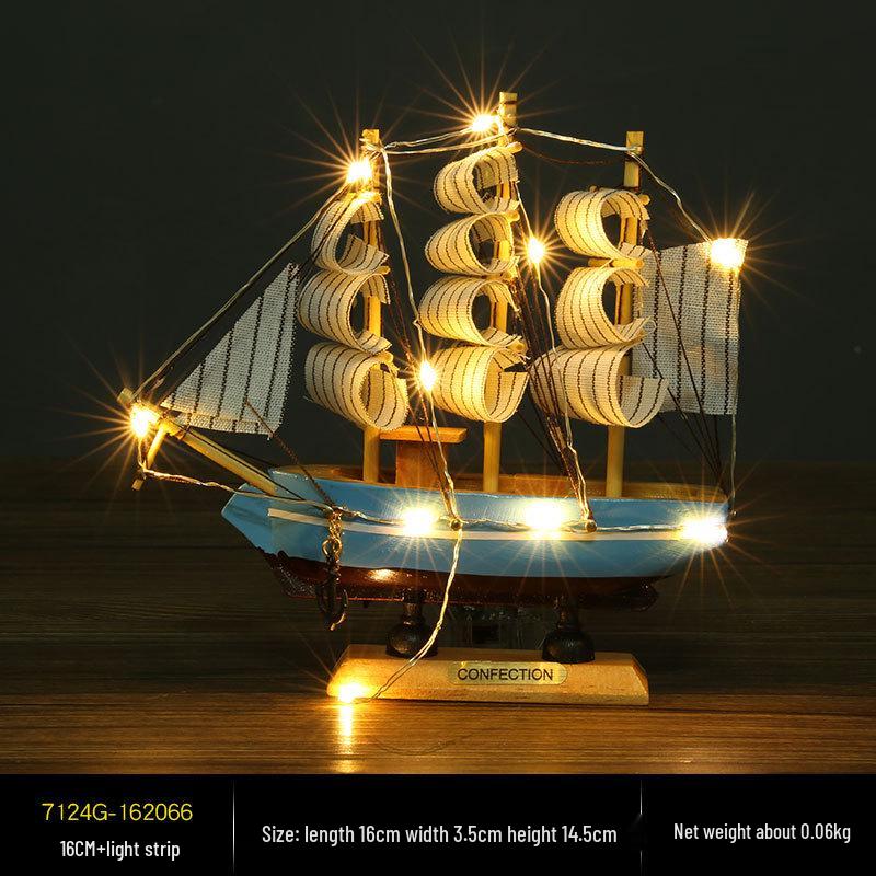 Wooden Pirate Ship Model: Small Boat Ornament for Office or Room Decoration
