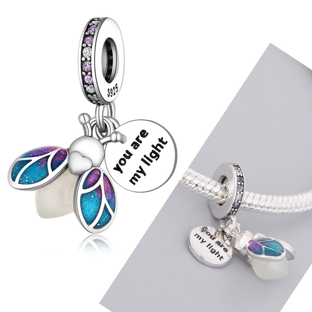 S925 Silver Summer Glow Firefly Pendant DIY Bracelet Necklace Beading Accessories Kit