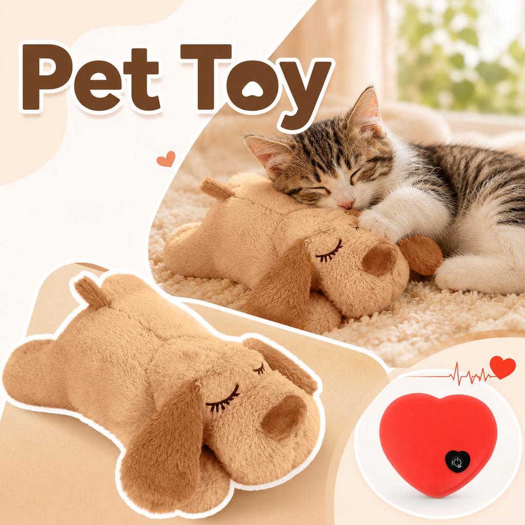 Peluche Calmante per Animali con Simulazione del Battito Cardiaco - Morbido Giocattolo Confortevole per Cani e Gatti