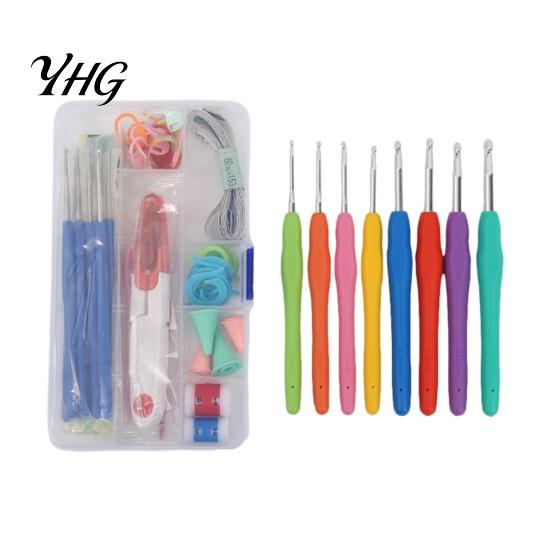 Crochet Set for Adults Metal Hooks Set, Includes Yarn Needles Stitch Markers Tape Measure, with Essentials Projects Storage Case, Soft Rubber