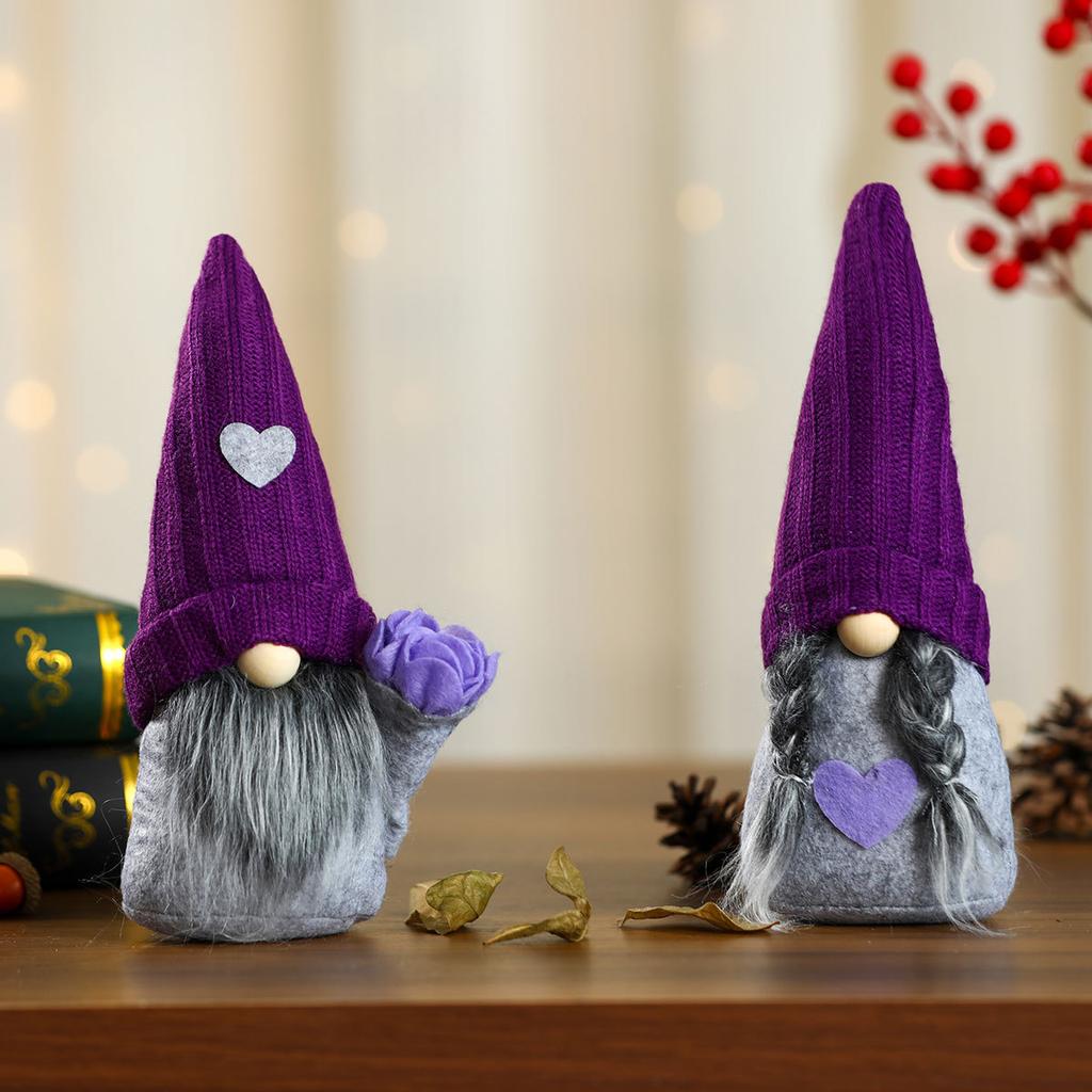 Christmas and Valentine's Day Decorations Purple Knitted Hat Doll Decoration Lavender Spring Fall Faceless Doll