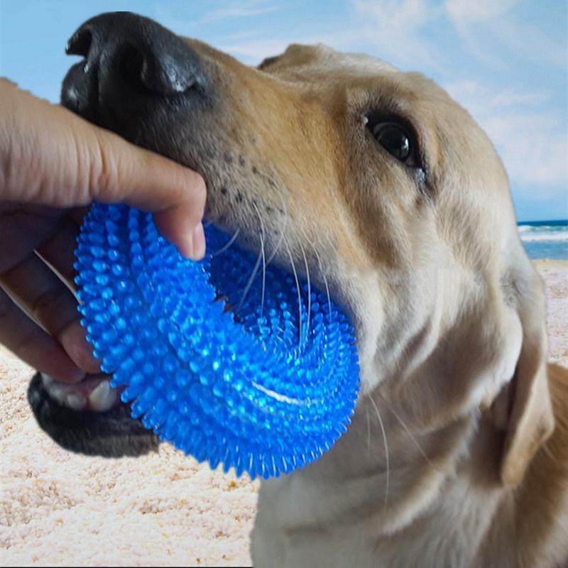 Pet Toys Bite Resistant Sound Toy Chew Teeth Clean Large Dog Golden Retriever Barbed TPR Training Teeth Cleaning Thorn Circle