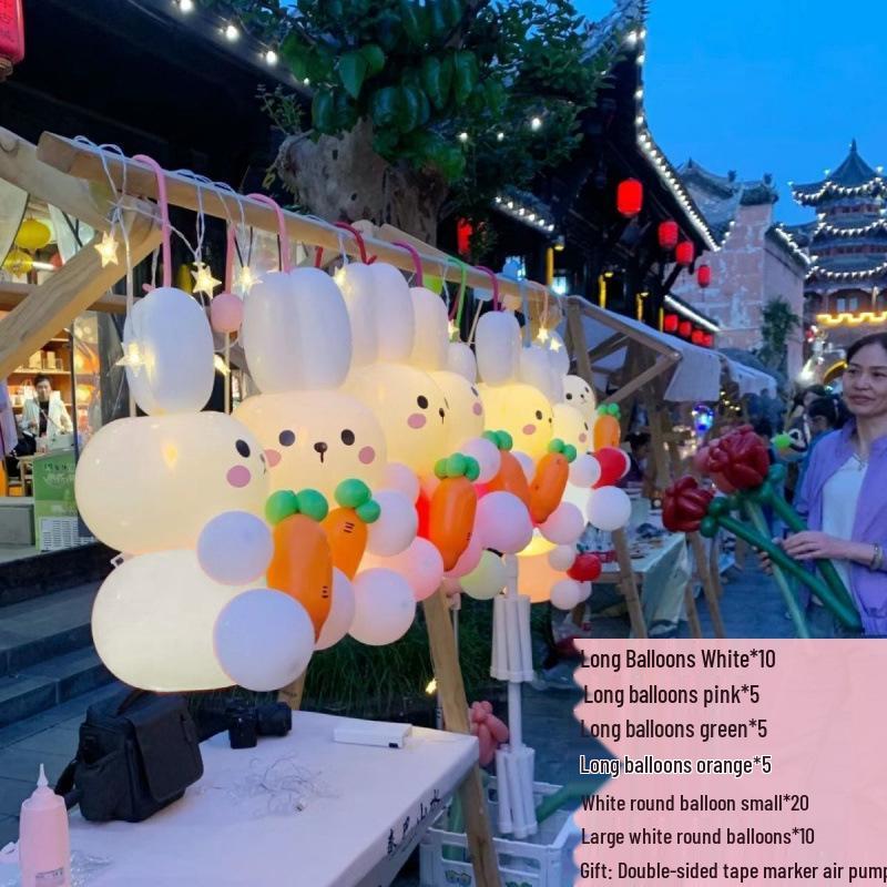 2025 Handheld Rabbit Lantern Balloon - Popular Night Market Photo Prop