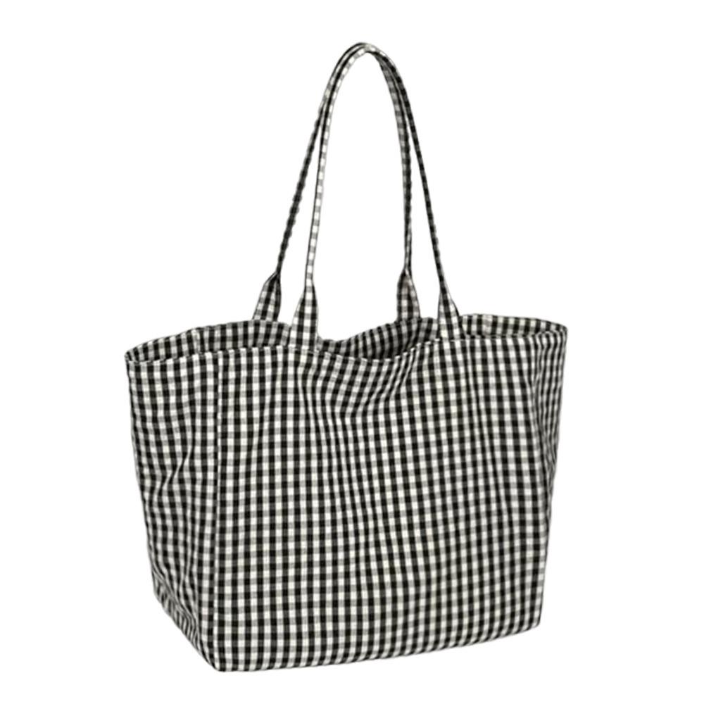 Polka Dot Print Canvas Tote Bag Stripes Print Canvas Material Large Capacity Tote Check Print Large Capacity Printed Canvas Bag