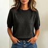 Maglione da Donna a Maniche Corte con Scollo e Lavorazione a Intreccio Maglia Colorata per Uso Casual