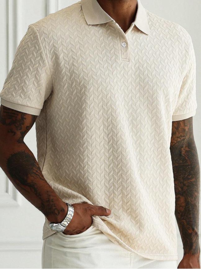 Men s Solid Lapel Polo Shirt - Casual Short Sleeve Top 3XL хаки