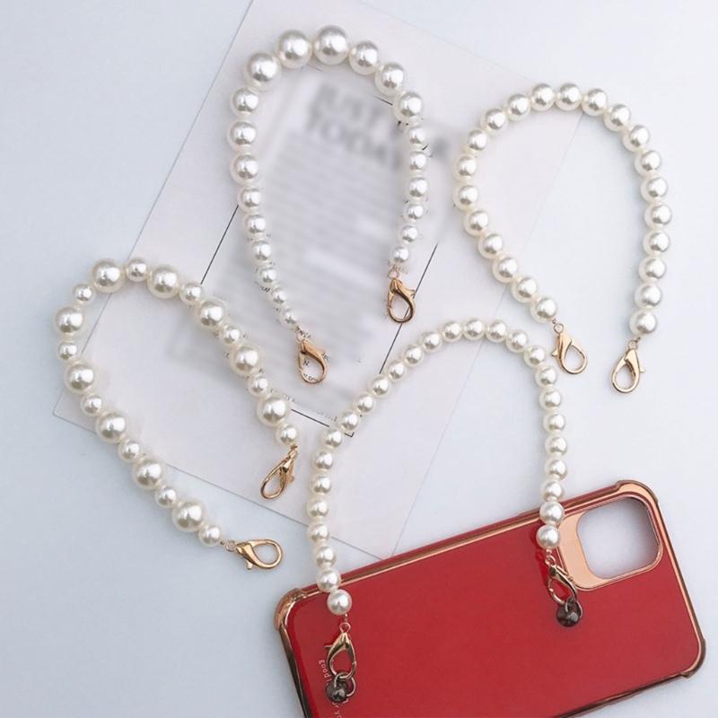 Pearls Chain Strap Short Purse Chain Replacement Pearls Handle Strap Beaded Purse Chains for Purse Handbag Wallet Phone