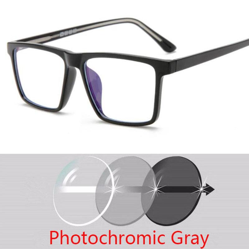 Übergroße quadratische Myopie-Brille Anti-Blaulicht Großer Rahmen Korrektionsbrille für Kurzsichtige 0 -0.5 -0.75 bis -6.0