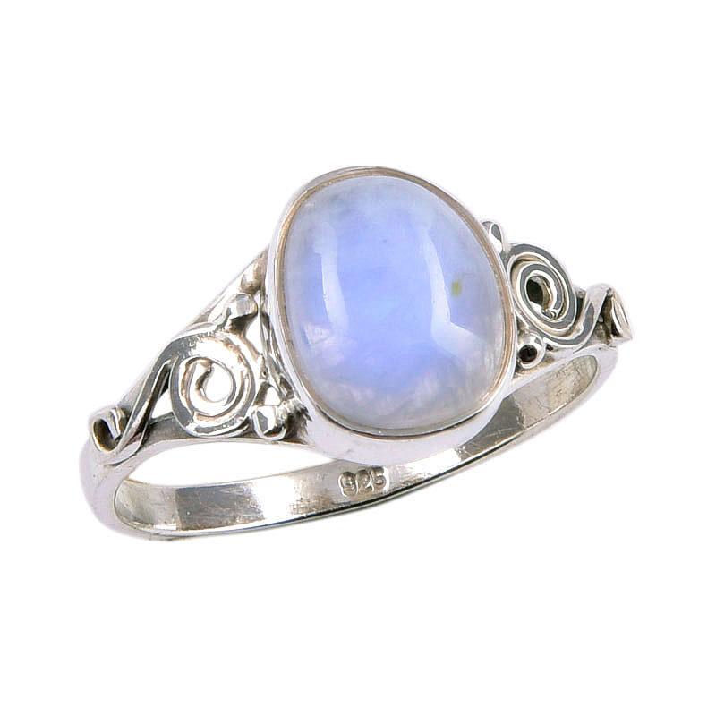 Natural Rainbow Moonstone Gemstone 925 Solid Sterling Silver Ring Size 7 K8r19