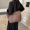 Classic Solid Color PU Shoulder Casual Large Capacity Tote New Fashion Feminine Retro Simple Shoulder Bag