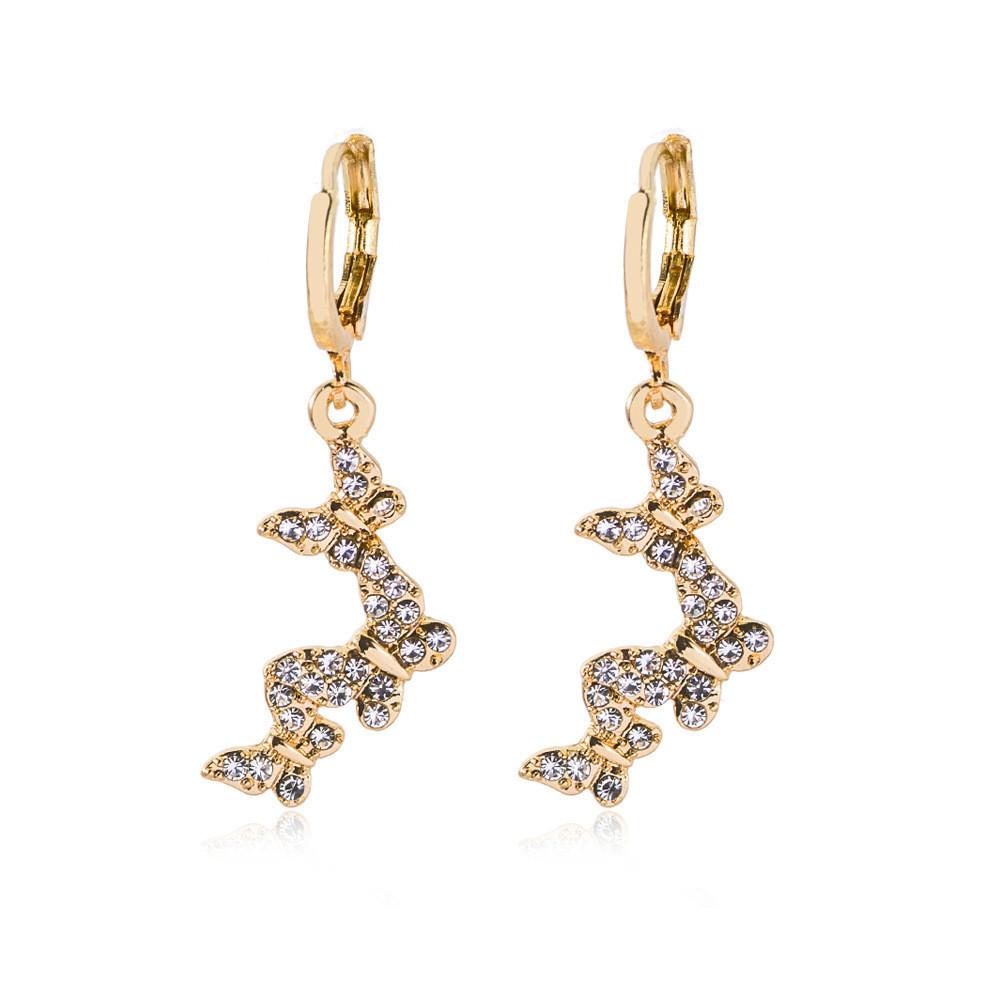 Stylish Women's Alloy Butterfly Earrings Trendy Geometric Design In Gold And Silver