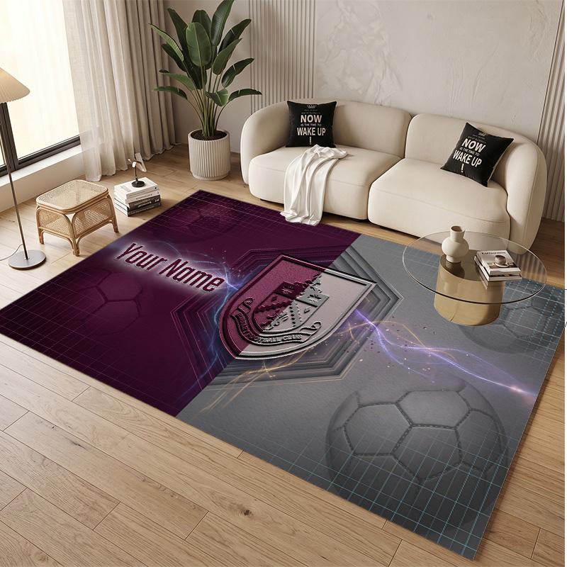 Personalized Crystal Velvet Carpet Burnley Football Pattern Non Slip Floor Rug