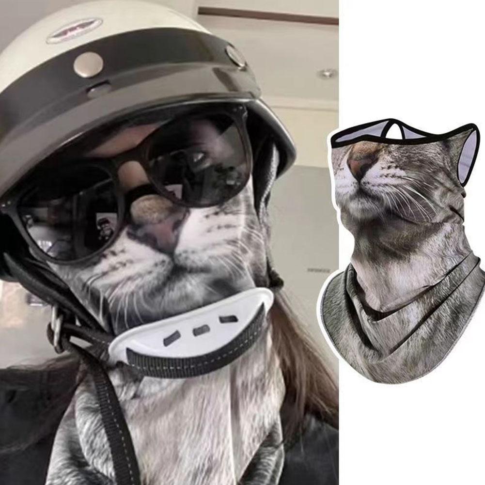 3D Cute Animal Balaclava Motorcycle Motocross Ski Snowboard Hat Helmet Liner Cat Dog Biker Neck Warmer Face Cap Cycling Headgear