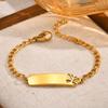 Free Engraving Name Date Bracelet for Baby,Hollow Butterfly Bracelet, Gold Color Stainless Steel NK Chain Bracelets