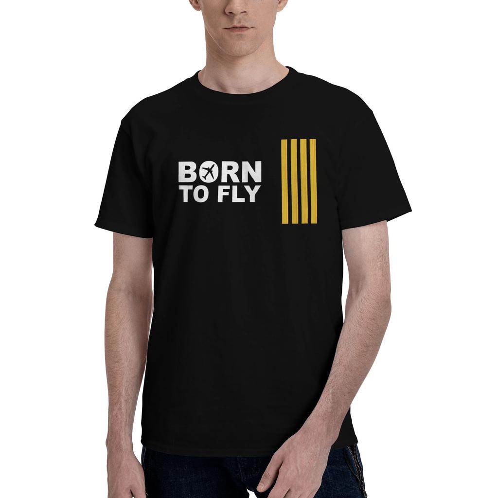 Born To Fly Pilot Unisex Unisex T Shirts Aviation Airplane Airport Funny Tee Shirt Crewneck Tshirts Cotton Plus Size Tops
