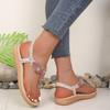 Sandálias Romanas Femininas com Contas Sapato com Tira para o Dedo do Pé Plano Sola Macia Calçado para Férias de Verão Caminhada na Praia Caminhada Casual e Viagem pela Cidade