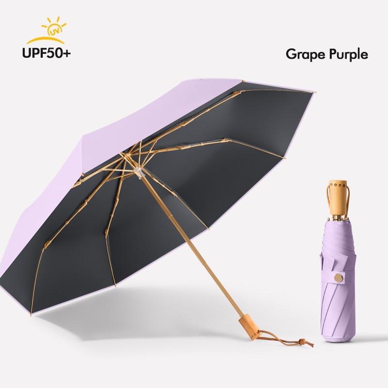

Three-Fold Manual Wooden Handle Umbrella Vinyl Solid Color Sun Protection Umbrella Uv Sun Umbrella Folding Umbrella Manufacturer Aluminum&8K