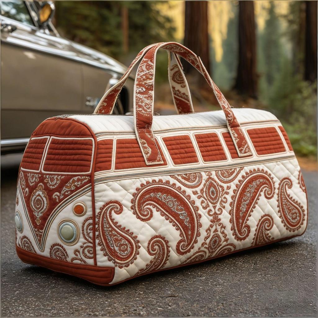 Retro Quilted Travel Bag, Bohemian- Weekend Travel Tote, Large-Capacity Carry- Luggage