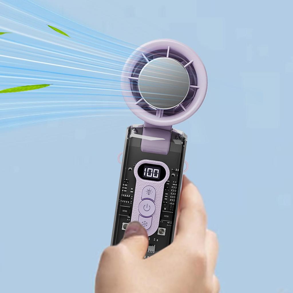 Handheld Fan Rechargeable Personal Fan Handheld With Instant Cooling Plate Cooling Device With LED Light For Workplace Walking